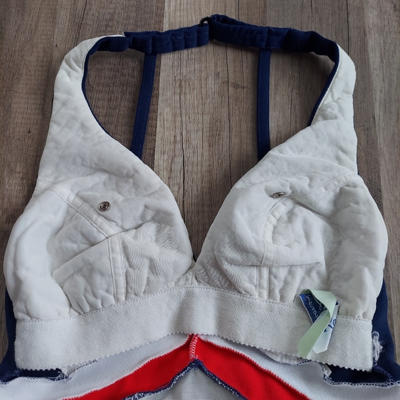 Vintage Robby Len Fashions Swimsuit 60s One Piece Modesty Panel Red White - Picture 10 of 16